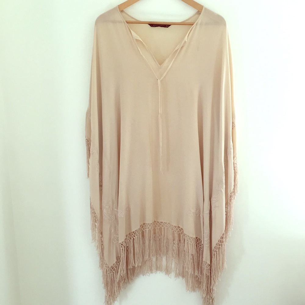 Zara fringe hem poncho